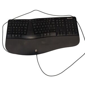 Microsoft Ergonomic Keyboard Wired Black 1878 Split Design Palm Rest USB